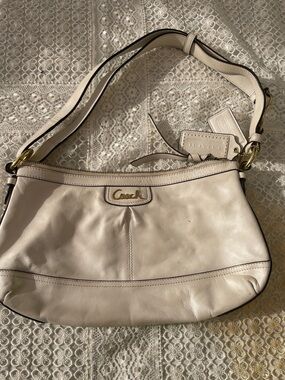 Coach Cream Leather Shoulder Hobo with Gold Hardware